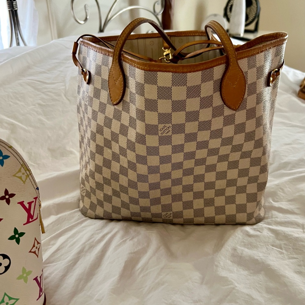 Louis Vuitton Checkered Tote Bag - Brown and Cream